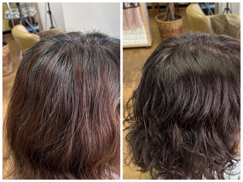 40代お客様カラー 肩上ボブビフォーアフター画像