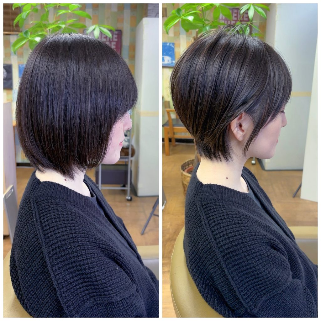 お客様スタイル　頭の形をよく見せるカット・ビフォーアフター