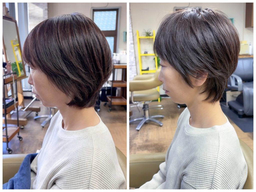 50代お客様、カットカラー　ビフォーアフター