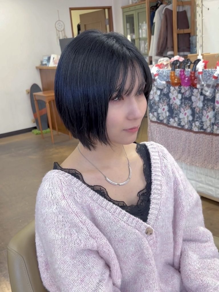 お客様スタイル　ビフォー・ボブが伸びた状態