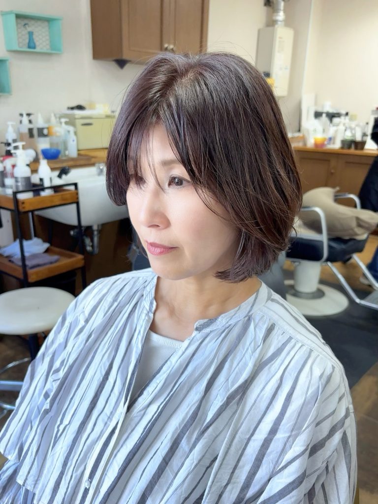 面長さん・丸みとひし形で若見え・レイヤーボブ